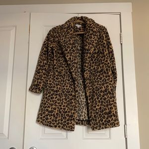 Leopard print fleece teddy jacket
